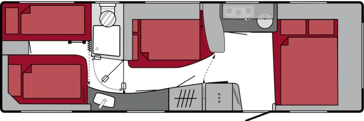 Grundriss Nacht Tabbert Da Vinci 700 KD Rangierhilfe