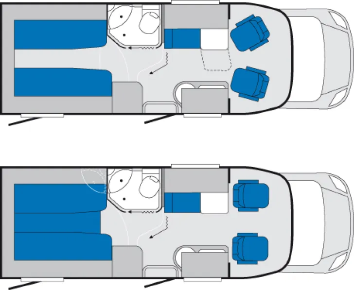Grundriss Tag Knaus Van TI 600 ME - Einzelbetten