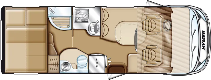 Grundriss Tag Hymer B-Klasse 594 --schöner kompakter Grundriss