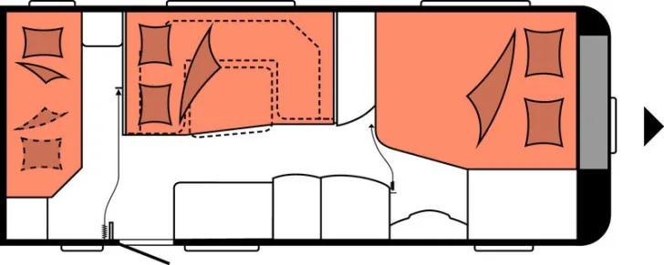 Grundriss Nacht Hobby De Luxe Easy 560 KMFe Nr. 35 - Etagenb., franz. Bett