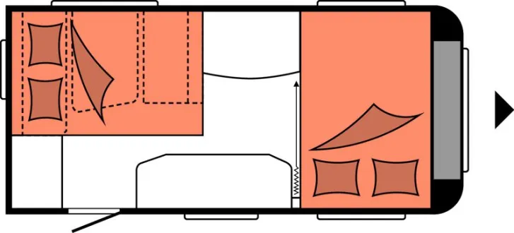 Grundriss Nacht Hobby De Luxe Easy 440 SF Nr. 95 - Doppelbett, SG