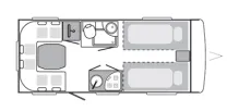 Grundriss Tag Weinsberg CaraOne 480 EU Fahrradträger Einzelbetten