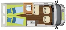 Grundriss Nacht Hymer Camper Van Yosemite Aufstelldach & Automatik