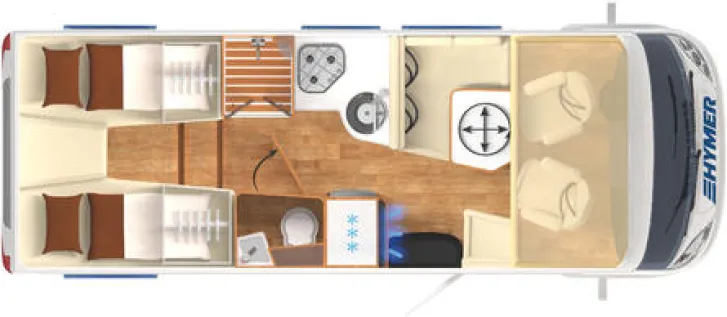 Grundriss Tag Hymer B-Klasse 680 Lithium/Solar/Gastank/1.Hand