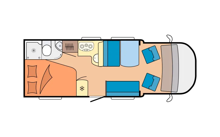 Grundriss Tag Hobby Optima De Luxe T65 FL Automatik, TV, Luftfederung