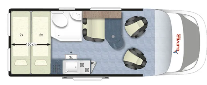 Grundriss Tag Clever SELECT LINE Celebration 600 AUFSTELLDACH+163PS+AHK