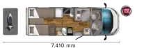 Grundriss Tag Laika Kosmo 509 Markise,TV+SAT,Hubbett