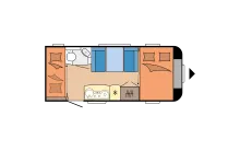 Grundriss Tag Hobby De Luxe 490 KMF 1800 kg Achse / Mover / TV