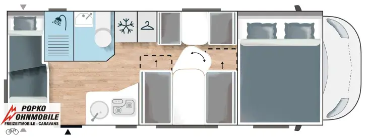 Grundriss Tag Chausson Alkoven C656 First Line Navi & Rückfahrkamera