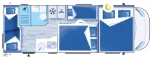 Grundriss Nacht Chausson Alkoven C656 First Line Navi & Rückfahrkamera