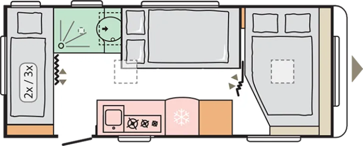 Grundriss Nacht Adria Altea 542 PK 3er Stockbett- Abverkauf