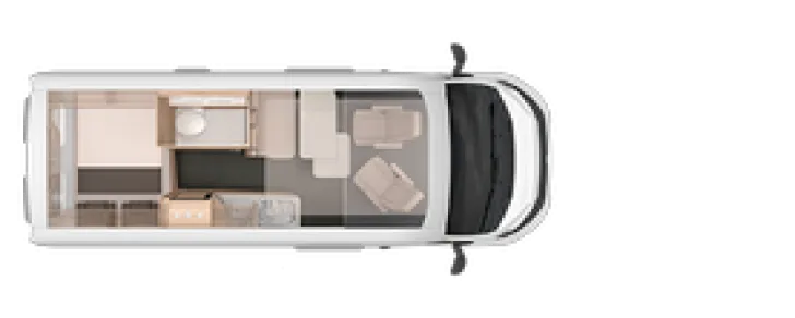 Grundriss Tag Knaus BoxLife Pro 600 SOLUTION Mietwagen verfügbar ab Nov´26