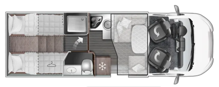 Grundriss Tag Roller Team Kronos 284 TL TOP Fahrzeug, 5 Schlafplätze