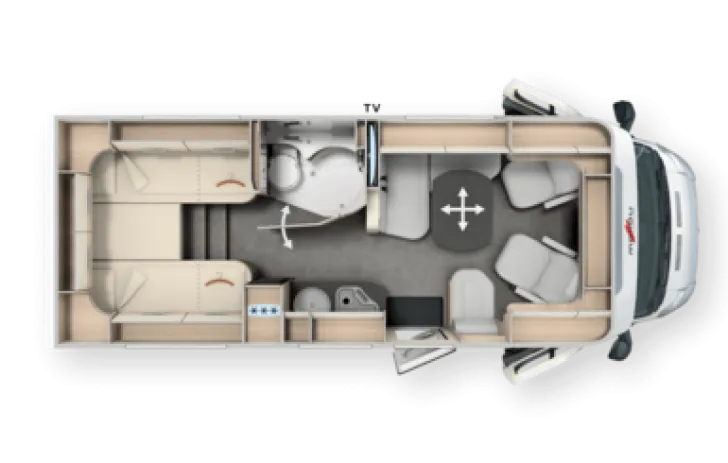 Grundriss Tag Malibu T 430 LE Touring | FAHRASSISTENZ | AUßENDUSCHE