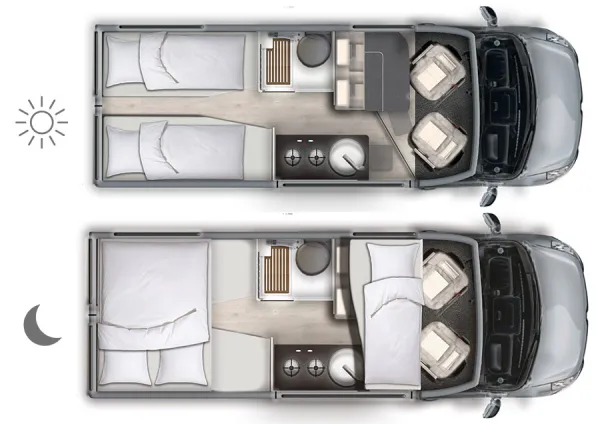 Tagesgrundriss Ahorn Camp Van 620 Plus