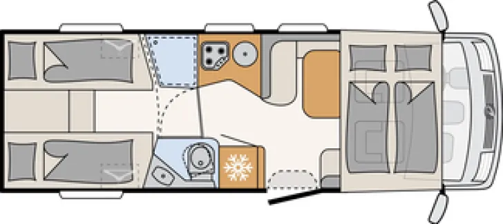 Grundriss Tag Dethleffs Pulse I 7051 EB 160PS+GT-Paket