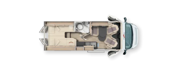 Tagesgrundriss Malibu Van First Class - Two Rooms 640 LE RB charming coupé
