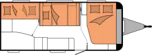 Grundriss Nacht Hobby Excellent Edition 545 KMF Ehem. Mietwagen / 2000 kg / Dusche