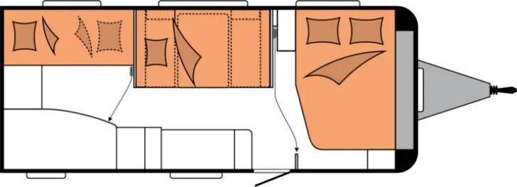 Grundriss Nacht Hobby Excellent Edition 545 KMF Ehem. Mietwagen / 2000 kg / Dusche