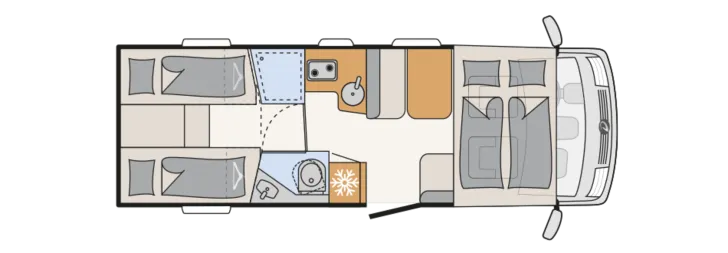 Grundriss Tag Dethleffs Trend I 7057 EB GT-Paket +Automatik*