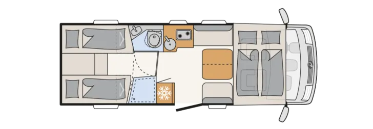 Grundriss Tag Dethleffs Trend I 7057 EBL GT Design + Family Paket