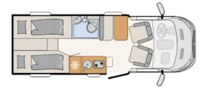 Grundriss Tag Dethleffs Globebus Go T 45 Heckträger / Markise