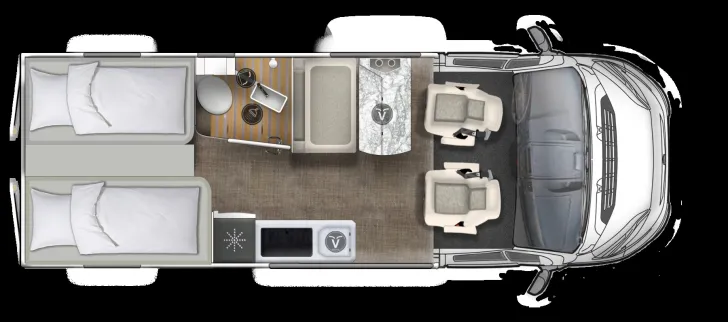 Grundriss Tag Eura Mobil Van 635 EB AT9G+Sunroof+Solar+Markise