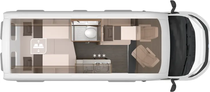 Grundriss Nacht Knaus BoxLife 600 ME Platinum Selection * 8 - Gang Wandler Automatik