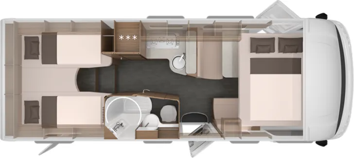 Grundriss Nacht Knaus LIVE I 700 MEG ALDE / Leder / TVT Aufbau / LIVE I