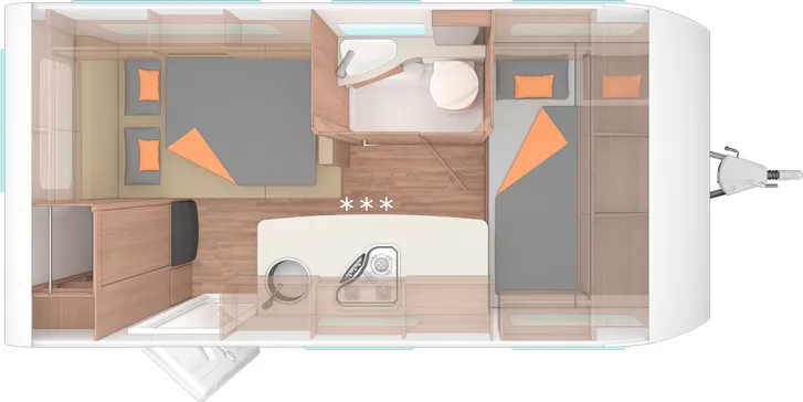 Grundriss Nacht Weinsberg CaraOne 420 QD Modell 2026