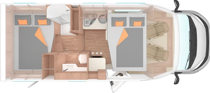 Grundriss Nacht Weinsberg CaraSuite 650 MG Mietwagen verfügbar ab Nov´26