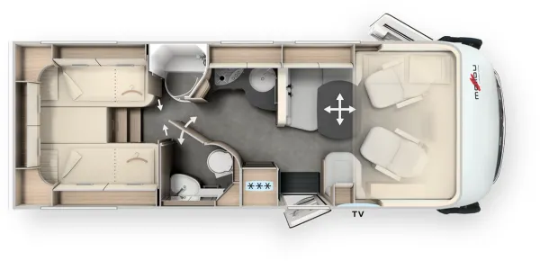 Tagesgrundriss Malibu I 490 RB-LE comfort 4.2t