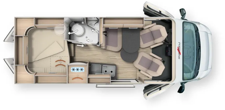 Grundriss Tag Malibu Van Comfort 600 DB Dieselheizung+E /Schalter 2281