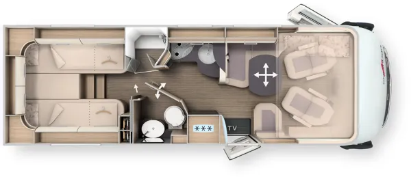Tagesgrundriss Carthago C2-tourer I 147 RB-LE "L" comfort 4.2t