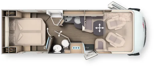 Tagesgrundriss Carthago C2-tourer I 148 RB-QB "L" comfort 4.2t