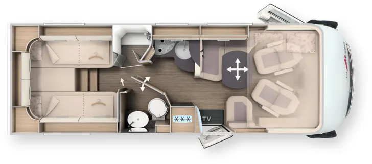 Grundriss Tag Carthago C2-tourer I 145 RB-LE lightweight 3.5t