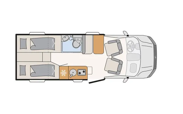 Tagesgrundriss Dethleffs Globebus Performance 4x4 Performance 4x4