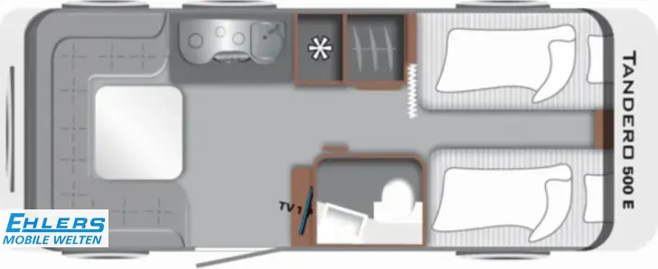 Grundriss Tag LMC Tandero 500 E Duschpaket/Fliegenschutztür/Anti-Schlingerkupplung
