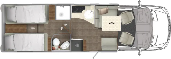 Tagesgrundriss Eura Mobil Contura 766 EB