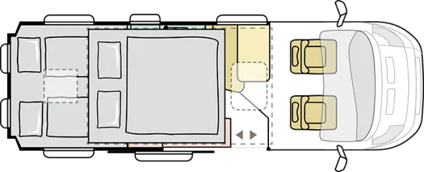 Nachtgrundriss Adria Twin 640 SGX 60 Years mit Aufstelldach