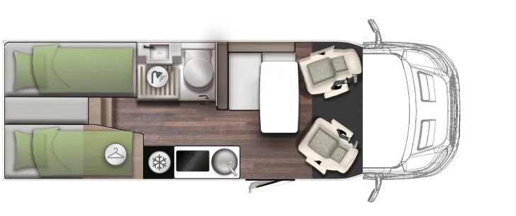 Grundriss Tag Forster T Coupé 669 EB Coupe Einzelbetten Hubbett