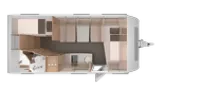 Grundriss Tag Knaus Südwind 500 QDK Black Selection 3er Etagenbett mit 3 Fenster