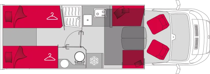 Grundriss Tag Pilote Pacific P740FGJ Evidence 1500W-Wechselrichter