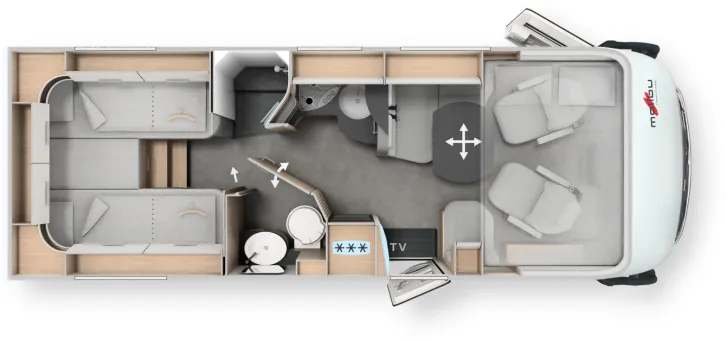 Grundriss Tag Malibu I 450 RB-LE lightweight 3.5t auf Mercedes mit AL-KO Chassis