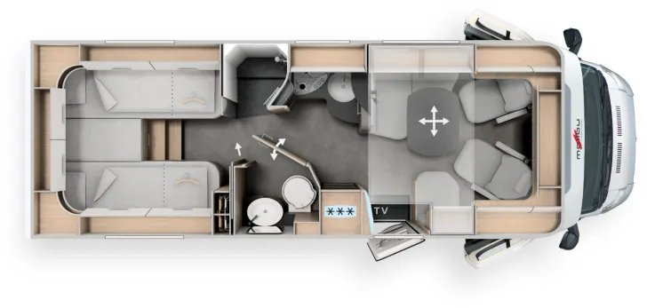 Grundriss Tag Malibu T 470 RB-LE „K“ lightweight 3.5t