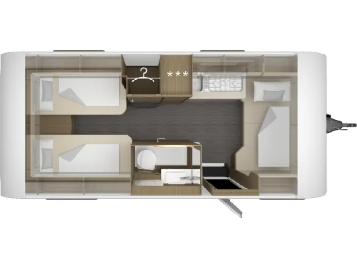 Grundriss Nacht Tabbert Cazadora 495 HE 2,3 AKTION ; 12 V Versorgungspaket