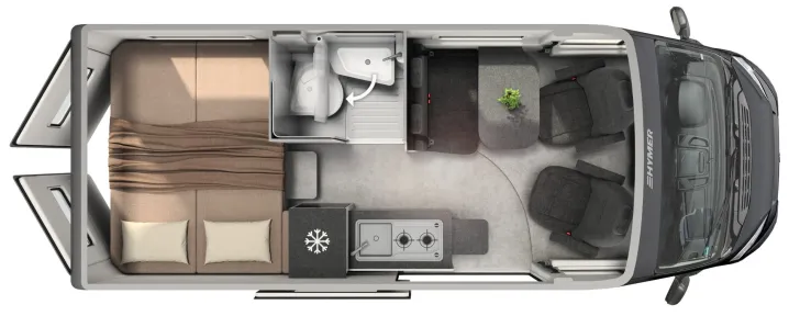 Grundriss Tag Hymer Camper Van Redwood 601 AUTOMATIK, AUFSTELLDACH, NAVI