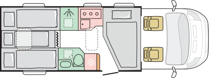 Grundriss Nacht Adria Coral Axess 650 SL