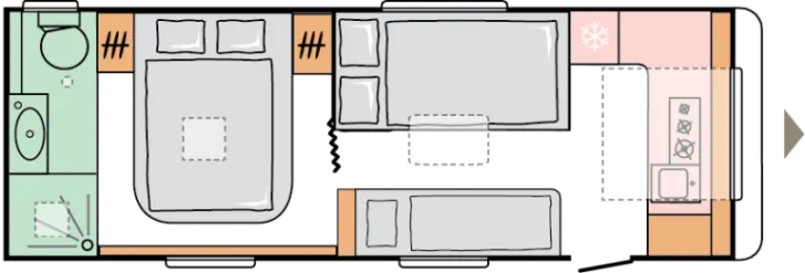 Grundriss Nacht Adria Alpina 663 HT - Twin Achse - Alde Heizung