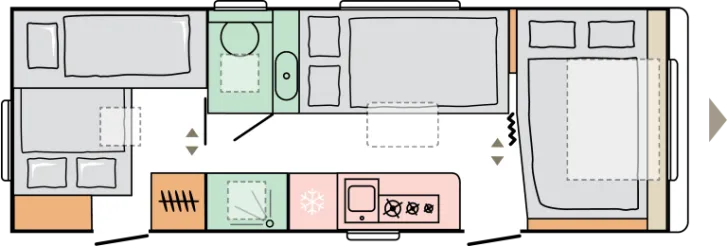 Grundriss Nacht Adria Adora 673 PK Alde - Verfügbar ab 03/2026